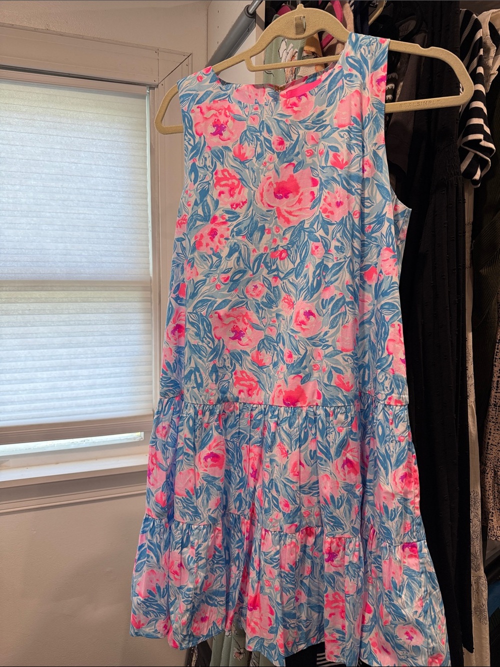 Women’s ' Floral Tiered Dress in Blue and Pink